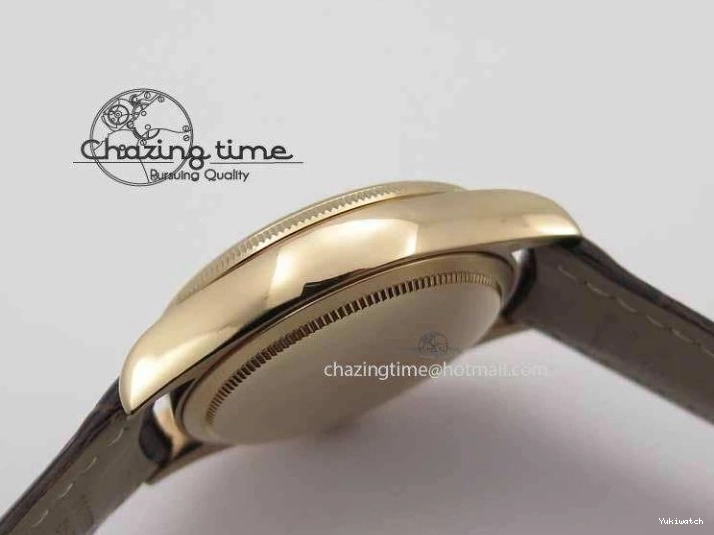 Brown On VF Date Best Cellini Dial A3165 White Strap RG Stick Markers Leather Edition 0104